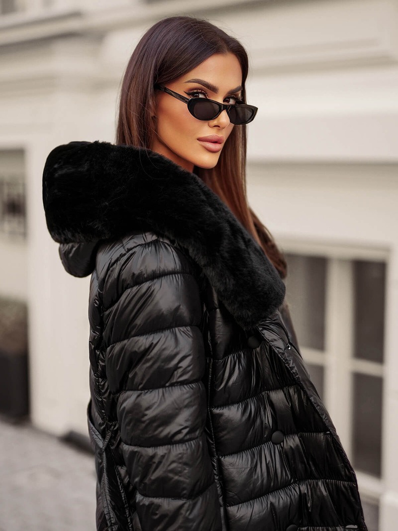 Dámský Kabát Černý OZONEE JS/5M3160/392Z