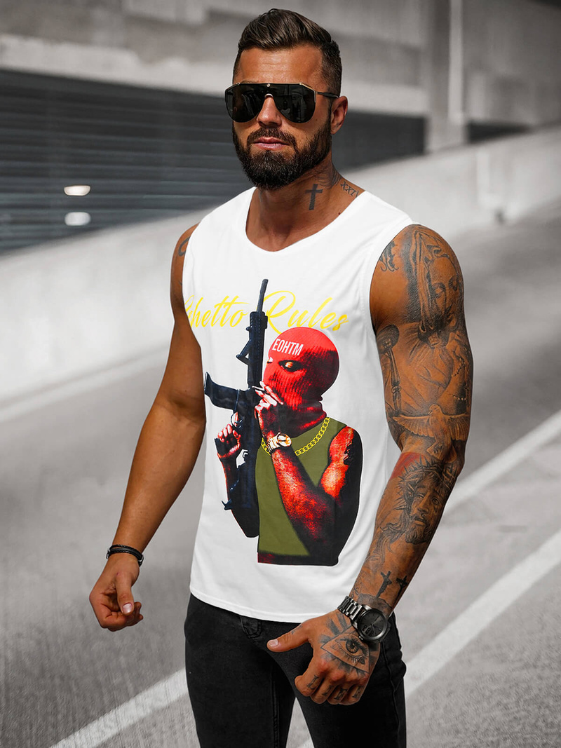 Pánské Tílko Bílé OZONEE O/T107/1