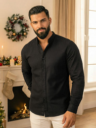 Pánská Košile Černá OZONEE O/V121Z