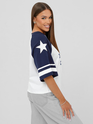 Dámské tričko bílo-námořnické modré OZONEE JS/R62493