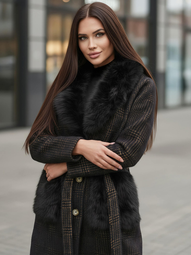 Dámský Kabát Černé OZONEE JS/53M5200/1Z