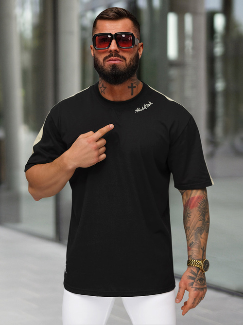 Pánské Tričko Černé OZONEE O/QQ1195