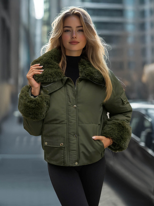 Dámská Zimní Bunda Khaki OZONEE O/H833Z