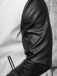 Pánská koženková bunda bílo-černá OZONEE JS/11Z8068