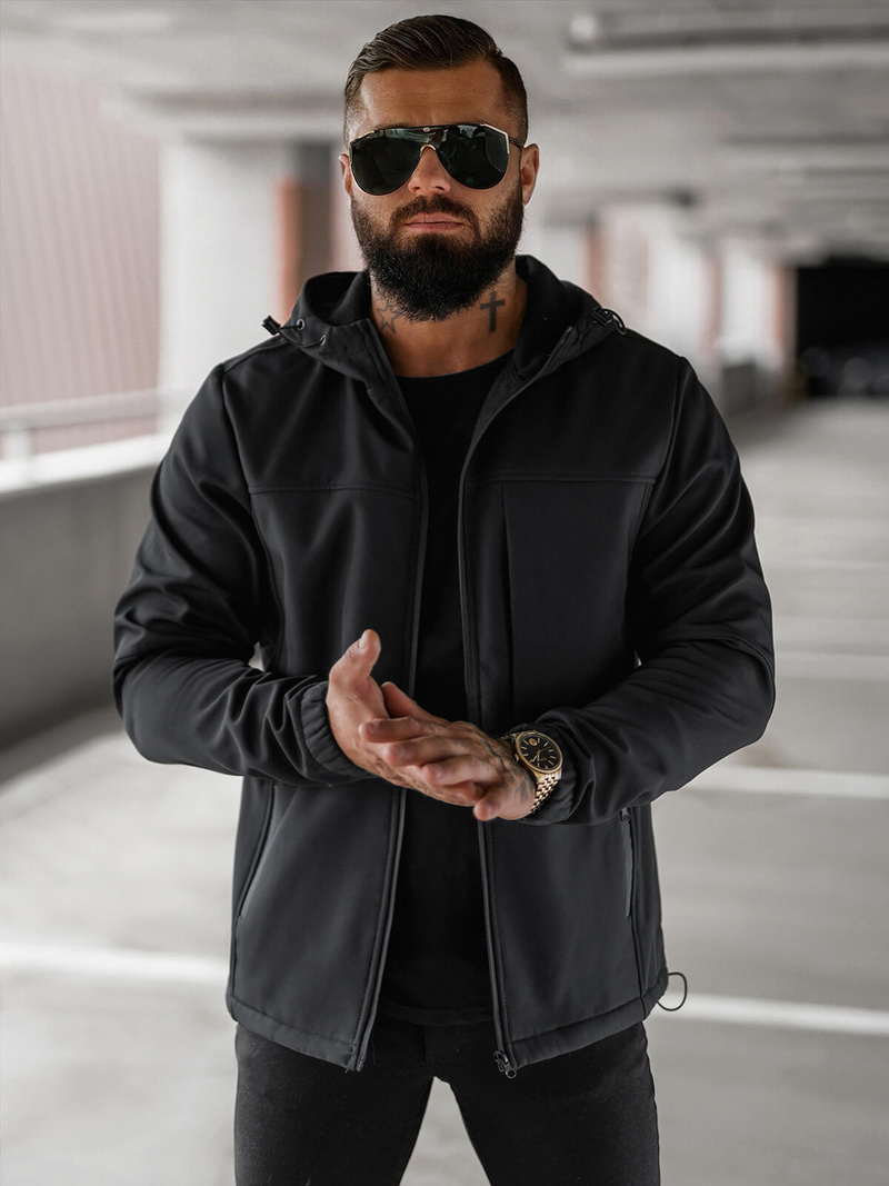 Pánská softshellová bunda černé OZONEE JS/27B6523/3Z