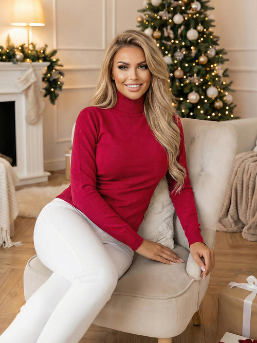 Dámský Svetr Vínový OZONEE JS/8003/5Z