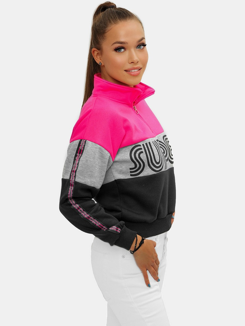 Dámská Mikina Růžovo-Černá OZONEE JS/B26019Z