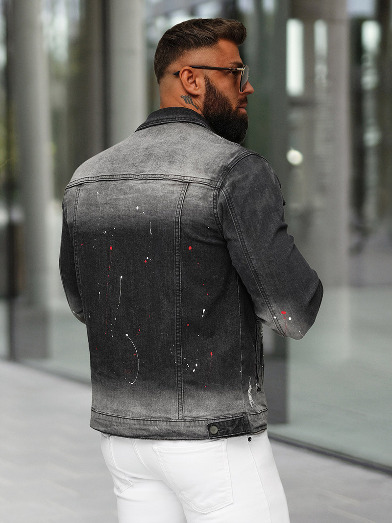 Pánská Džínová Bunda Černá OZONEE NB/MJ542N