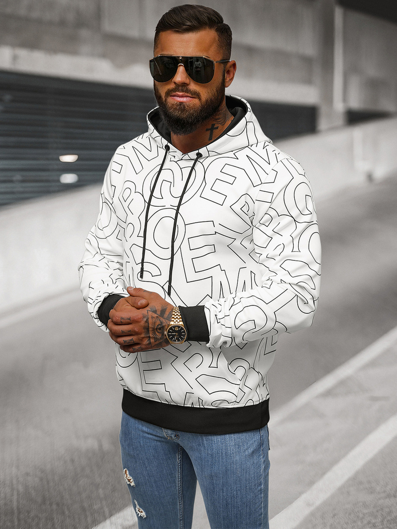 Pánská Mikina Bílá OZONEE JS/8B1232/1