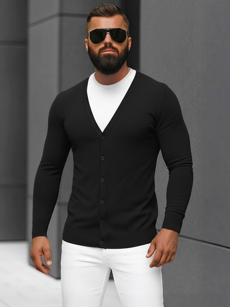 Pánský Svetr Černý OZONEE NB/MM6006/4Z