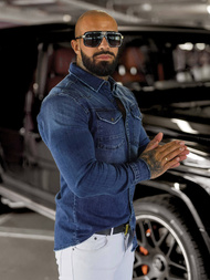 Pánská džínová košile modrá OZONEE O/51411