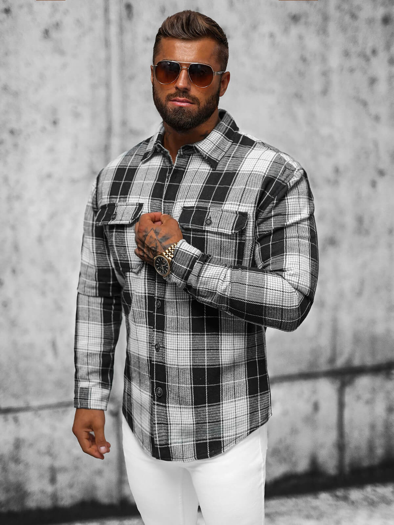 Pánská košile černá OZONEE NB/MC727N