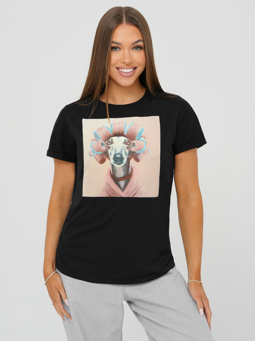 Dámské tričko černo-růžová OZONEE JS/YJ77726