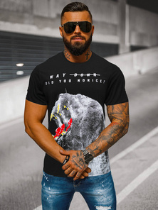 Pánské Tričko Černé OZONEE O/T127/3Z