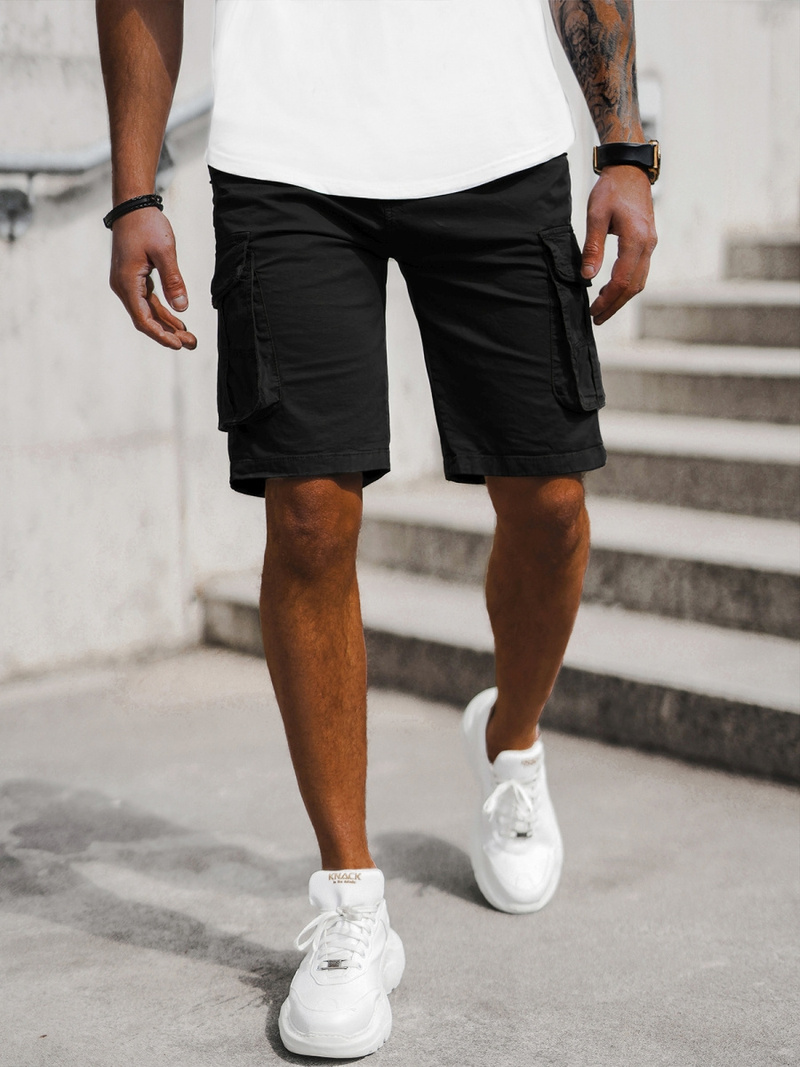 Pánské Chino Kraťasy Černé OZONEE T/XX160086/1