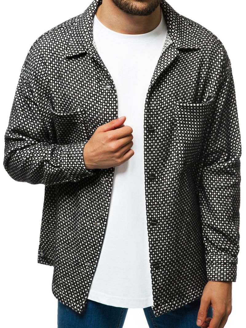 Pánská Košile Černobílá OZONEE MACH/G807Z