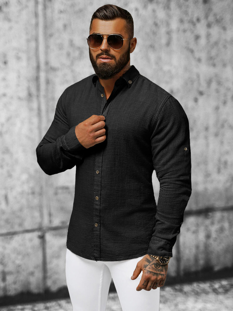 Pánská Košile Černá OZONEE O/V42