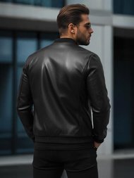 Pánská Koženková Bunda Černá OZONEE JS/11Z8015Z