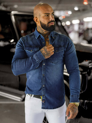 Pánská džínová košile modrá OZONEE O/51411