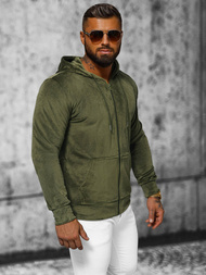 Pánská Velurová Mikina Khaki OZONEE JS/8B1168/29