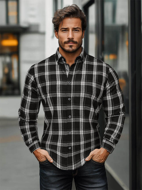 Pánská Košile Černá OZONEE O/V131