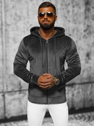 Pánská Velurová Mikina Grafitová OZONEE JS/8B1168/6