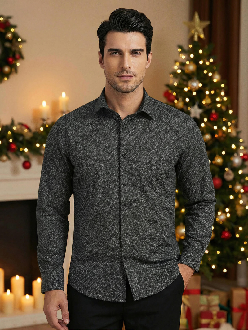 Pánská Košile Černá OZONEE V/V184Z