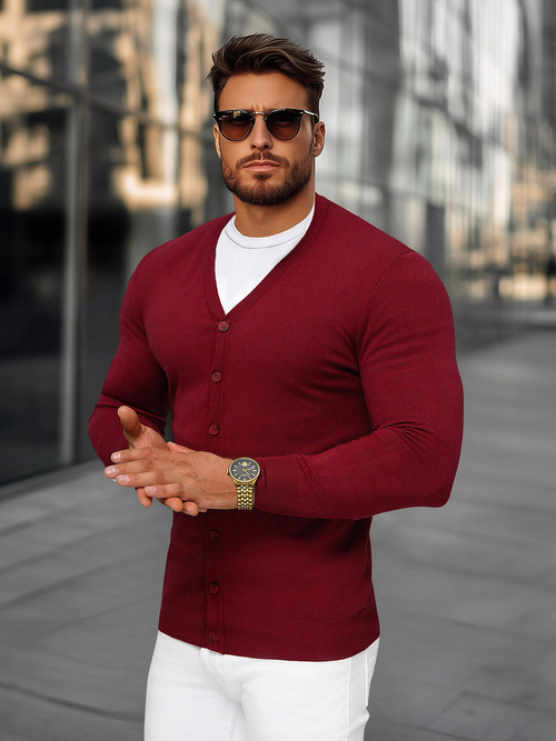 Pánský Svetr Vínový OZONEE NB/MM6006/7Z