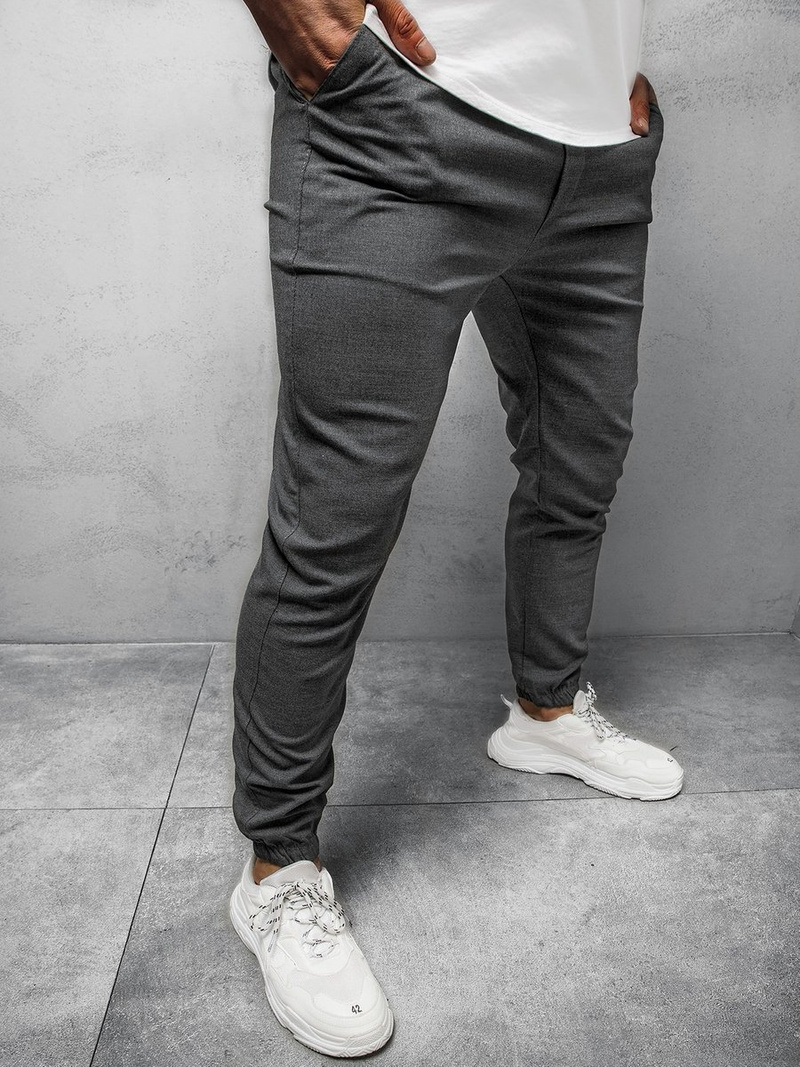 Pánské Chino Kalhoty Tmavě-Šedé OZONEE DJ/5539