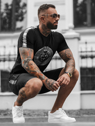 Pánská Tepláková Souprava Černo-Stříbrná OZONEE O/HM788Z