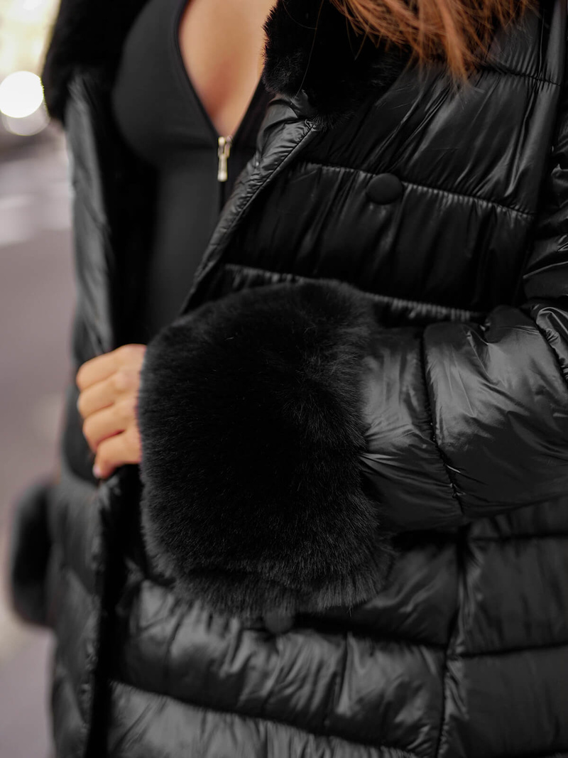 Dámský Kabát Černý OZONEE JS/5M3160/392Z