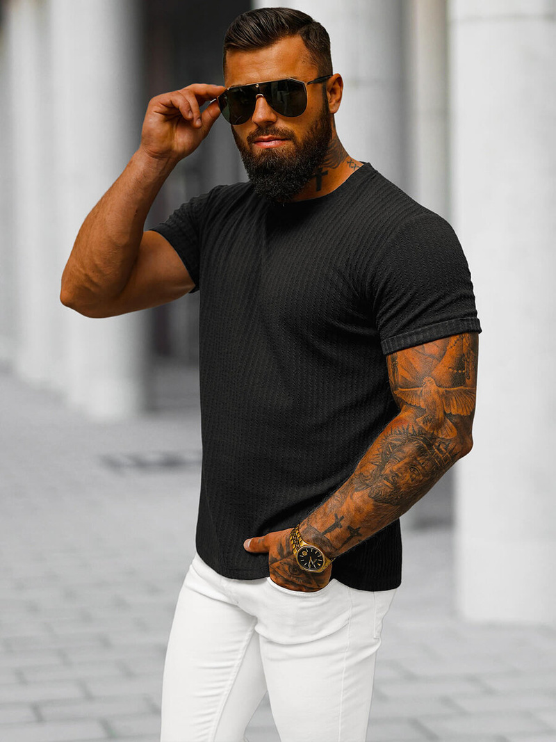 Pánské Tričko Černé OZONEE O/7766T