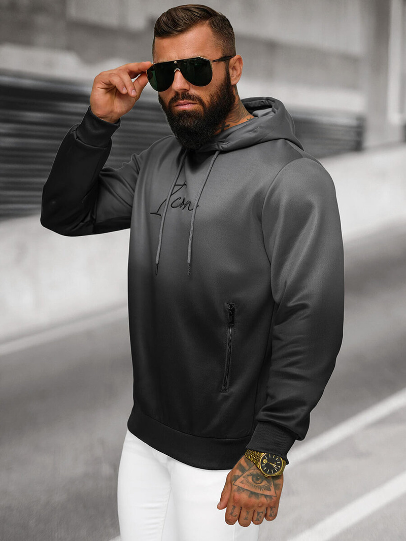 Pánská mikina grafitovo-černá OZONEE JS/27B6501/5