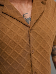 Pánská Košile s Krátkým Rukávem Hnědá OZONEE O/B2257