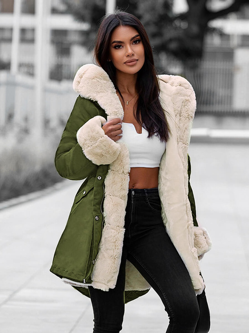 Dámská Zimní Bunda Zelená OZONEE JS/M763/136Z