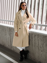 Dámský Kožený Kabát Béžový OZONEE JS/11Z8100