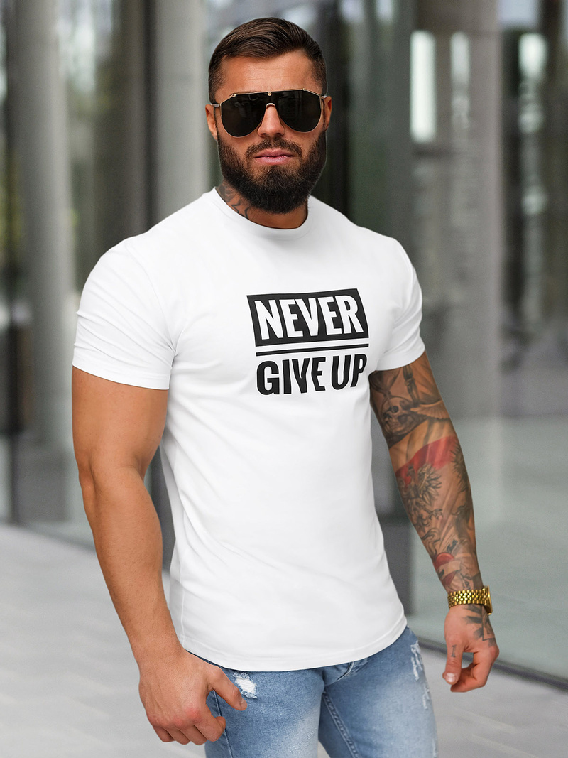 Pánské Tričko Bílé OZONEE NB/MT3133