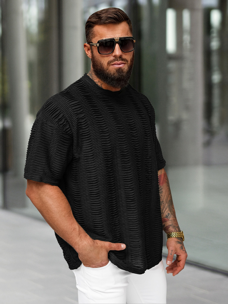 Pánské Tričko Černé OZONEE O/B1149