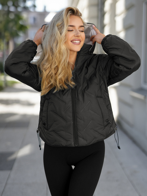 Dámská bunda černo-béžová OZONEE JS/16M9315/392B