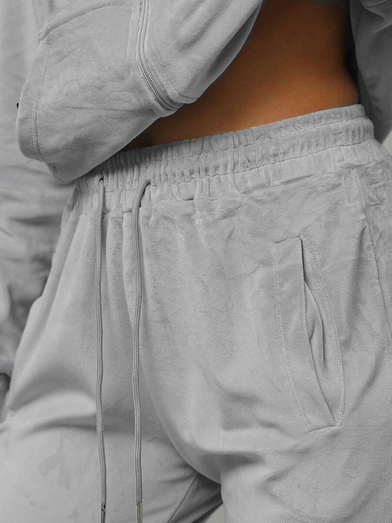 Dámská velurová tepláková souprava Šedý OZONEE JS/8C1176/2Z