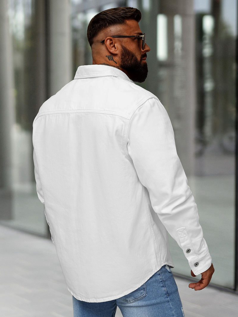 Pánská džínová košile bílá OZONEE L/CA777/2