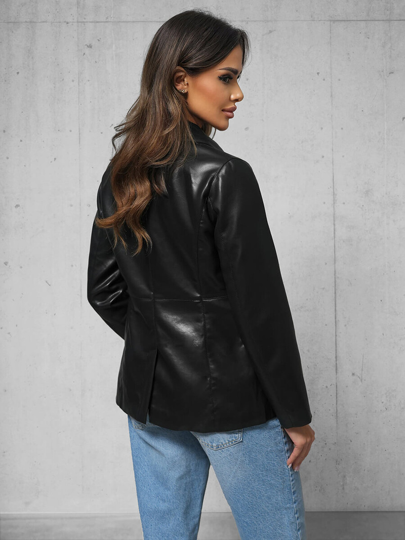 Dámská Kožená Bunda Černá OZONEE JS/11Z8121