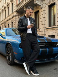 Pánská Koženková Bunda Černá OZONEE JS/11Z8105Z