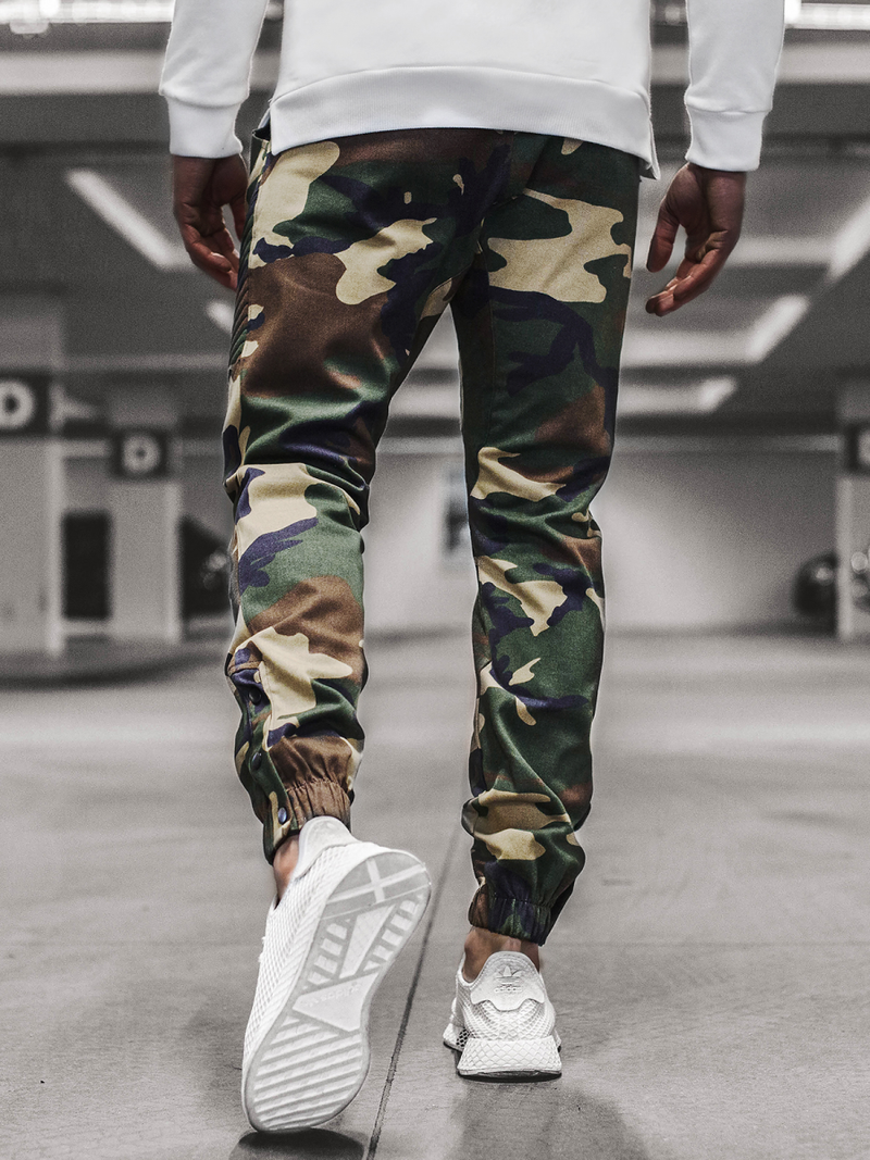 Pánské Kalhoty Chino Jogger Maskáčové-Zelené OZONEE A/0952