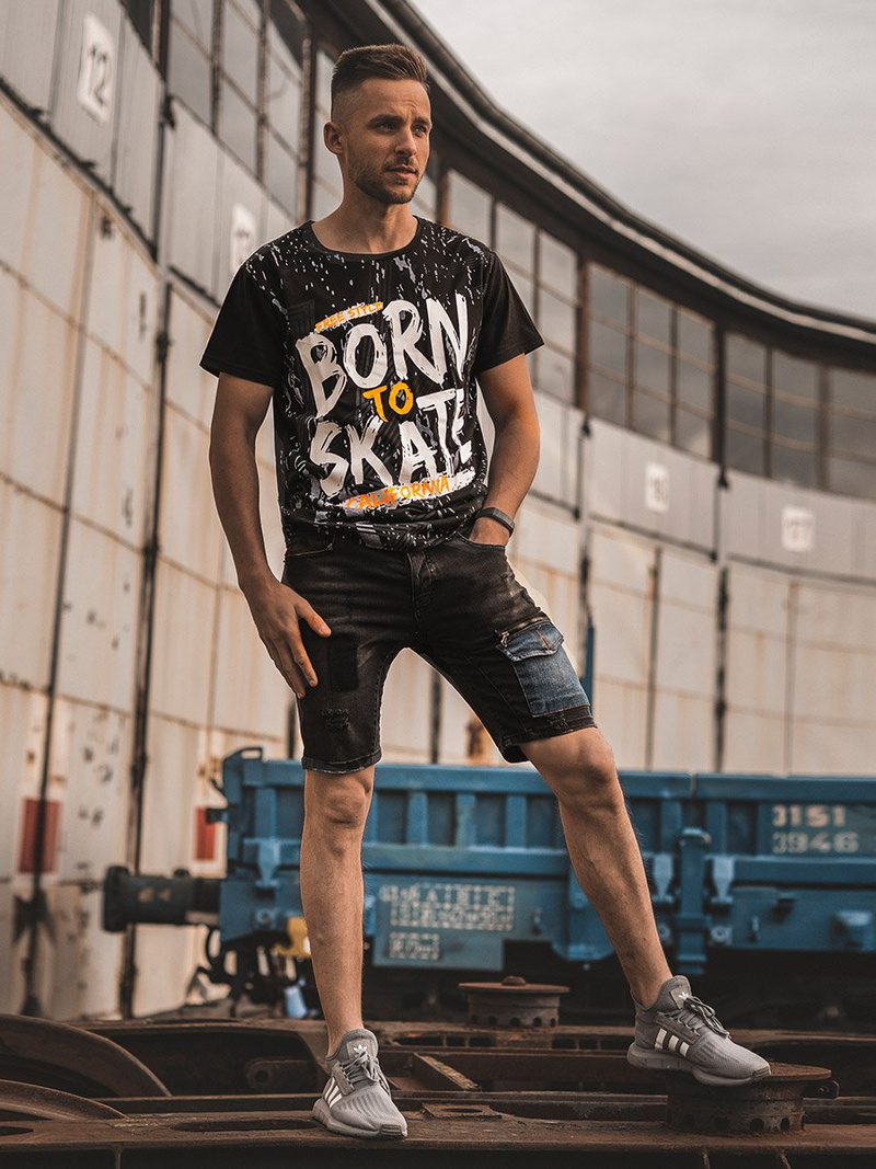 Pánské Tričko Černé OZONEE JS/KS1989