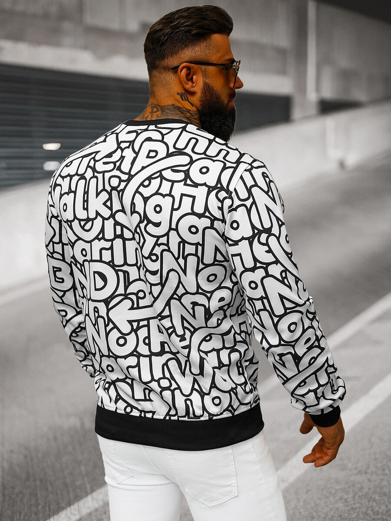 Pánská Mikina Bílá OZONEE JS/8B1137/1