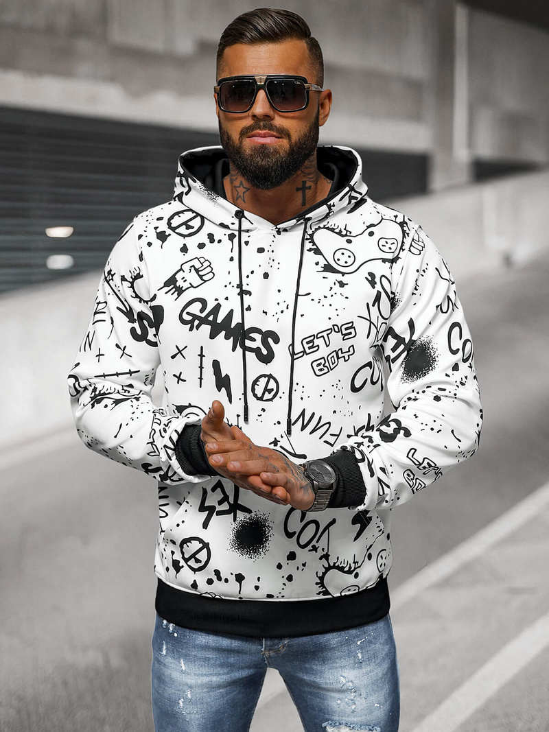 Pánská Mikina Bílá OZONEE JS/8B1227/1