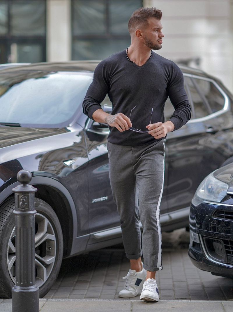 Pánské Chino Kalhoty Grafitové OZONEE DJ/5529Z