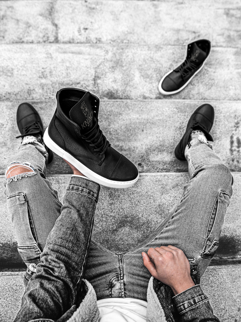 Pánské Sneakery Vysoké Černobílé OZONEE KN/022