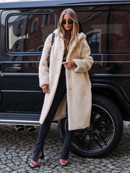 Dámská zimní kožešinová bunda béžová OZONEE JS/11Z8250